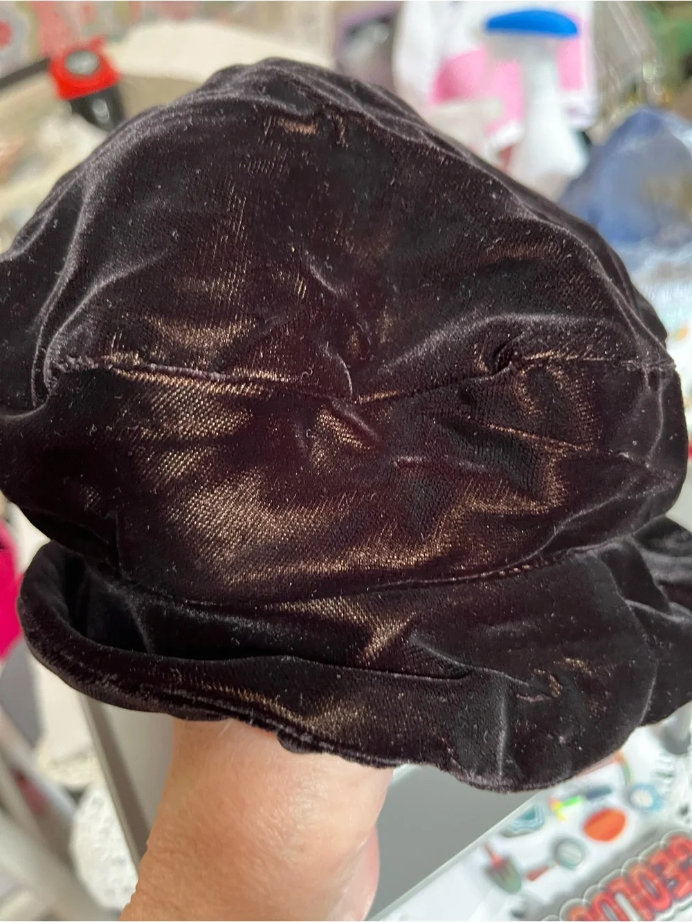 Gm woggle bugs Brown Velvet Bucket Hat with Shimmery Rose Bow - Picture 2 of 3